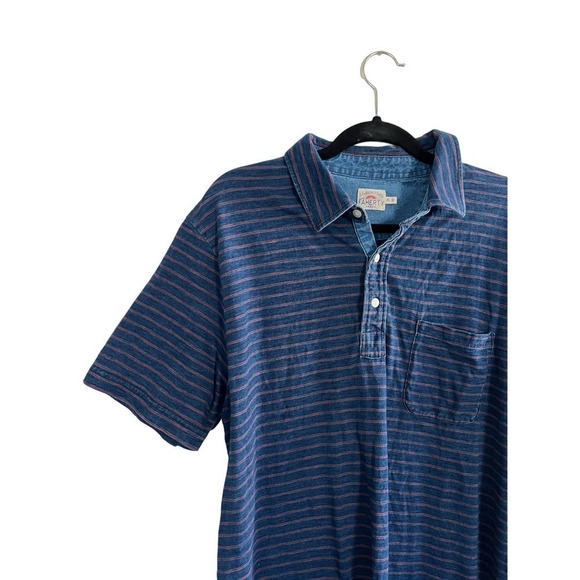 Men’s Faherty Brand Blue Striped Polo Cotton Size XL - Picture 2 of 5